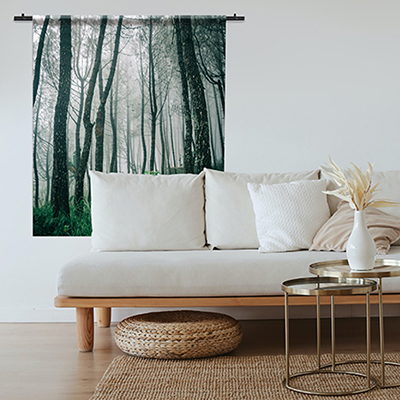 Uniek wandkleed met eigen, foto bedrukking of patroon in ieder gewenst formaat inclusief stijlvolle roede bestellen voor uw interieur? 